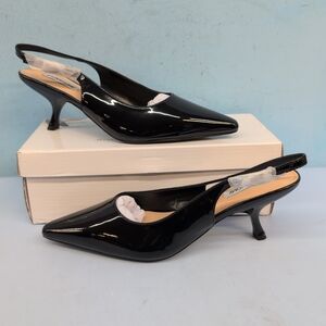 Stunahome Pointed Toe Slingback Kitten Heels Size 41 Black